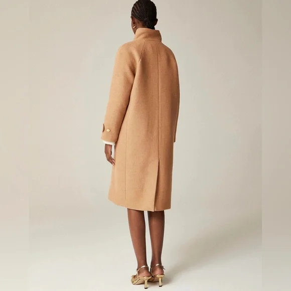 🆕 J.Crew Long Toscana Coat in NAVY Sz Petite 10 - Picture 4 of 15